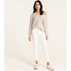 J Crew $128 Womens White 8" Toothpick Jeans in White Size 32 09355